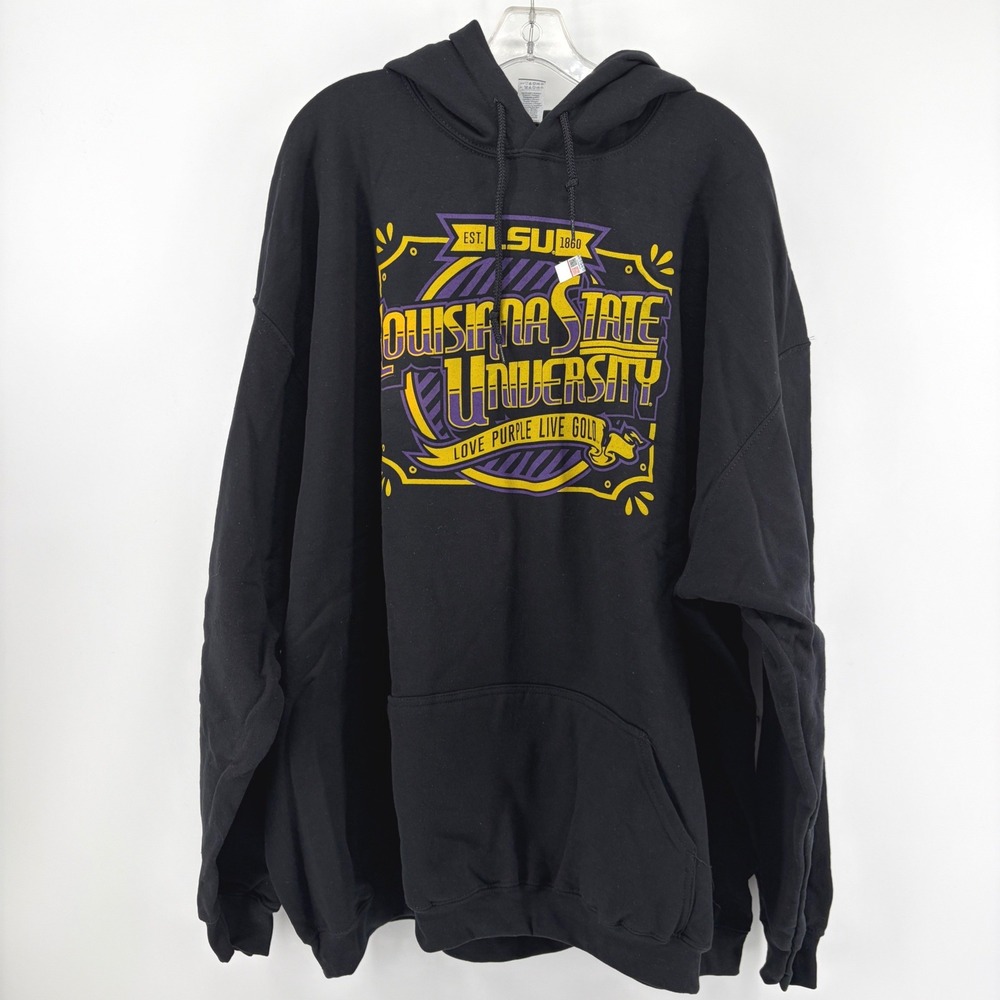LSU Louisiana State University Hoodie Mens 5XL NEW Purple Gold NCAA Big & Tall - Picture 1 of 7